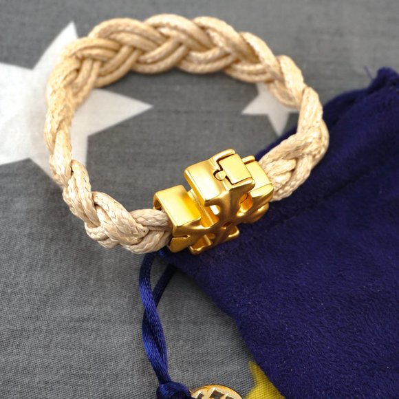 Tory Burch Fisherman Bracelet in Rolled Gold / Ivory (Brand New with Dust Bag) - Picture 3 of 7